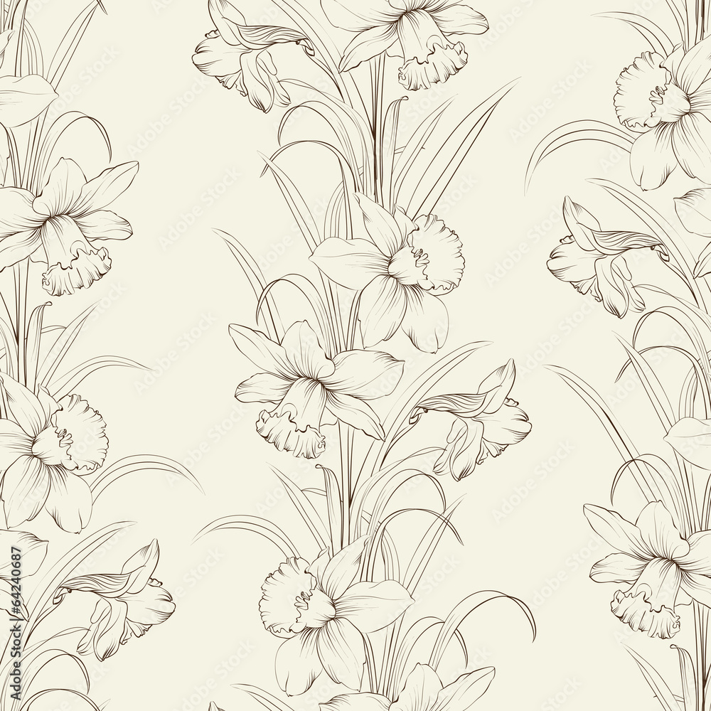 Spring isolated flowers fabric seamless pattern Spring isolated flowers fabric seamless pattern