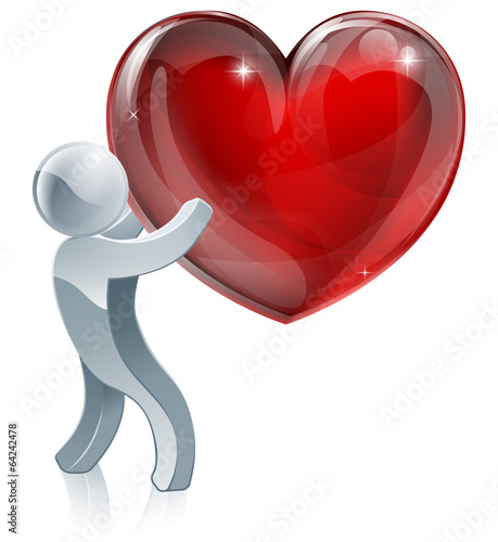 Man with giant heart