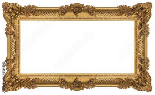 Fotografi Golden Frame isolated on white background