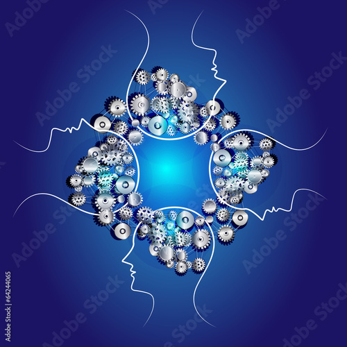 Connection of human brain symbol,knowledge transfer sharing