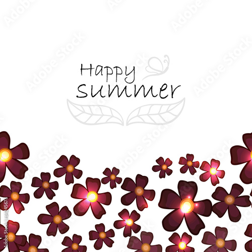 Vector summer background with burgundy flowers
