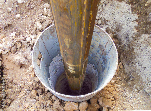 drilling pile foundation with protective plate photo