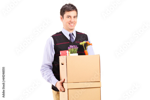 Man walking with moving boxes