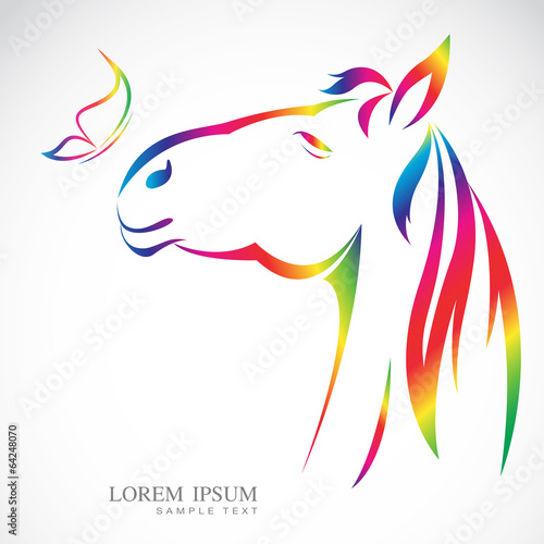 Vector image of horse and butterfly