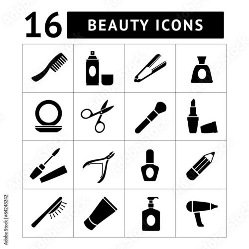 Set icons of beauty and cosmetics