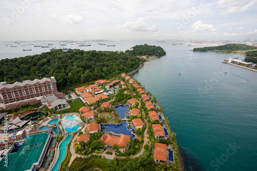 Canvas Print View of the island of Sentosa and Singapore