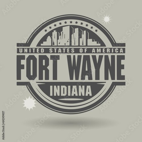 Stamp or label with text Fort Wayne, Indiana inside