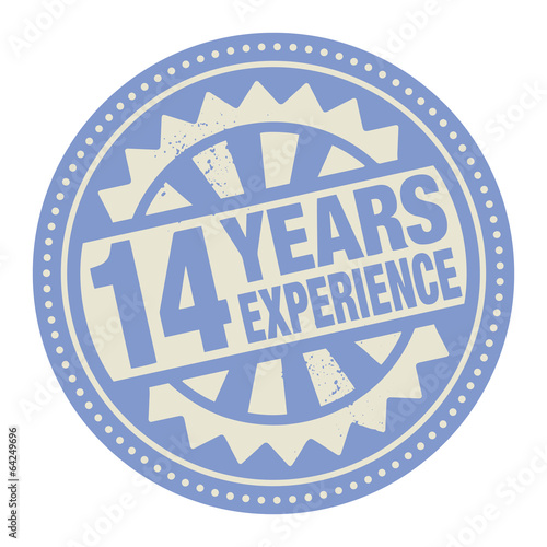 Abstract stamp or label with the text 14 years experience