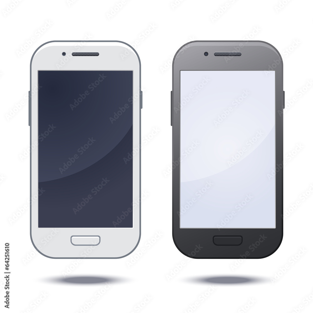 Realistic black mobile phone with blank screen Realistic black mobile phone with blank screen