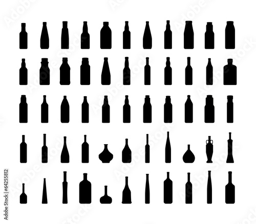 Bottle collection silhouette. Vector EPS10.