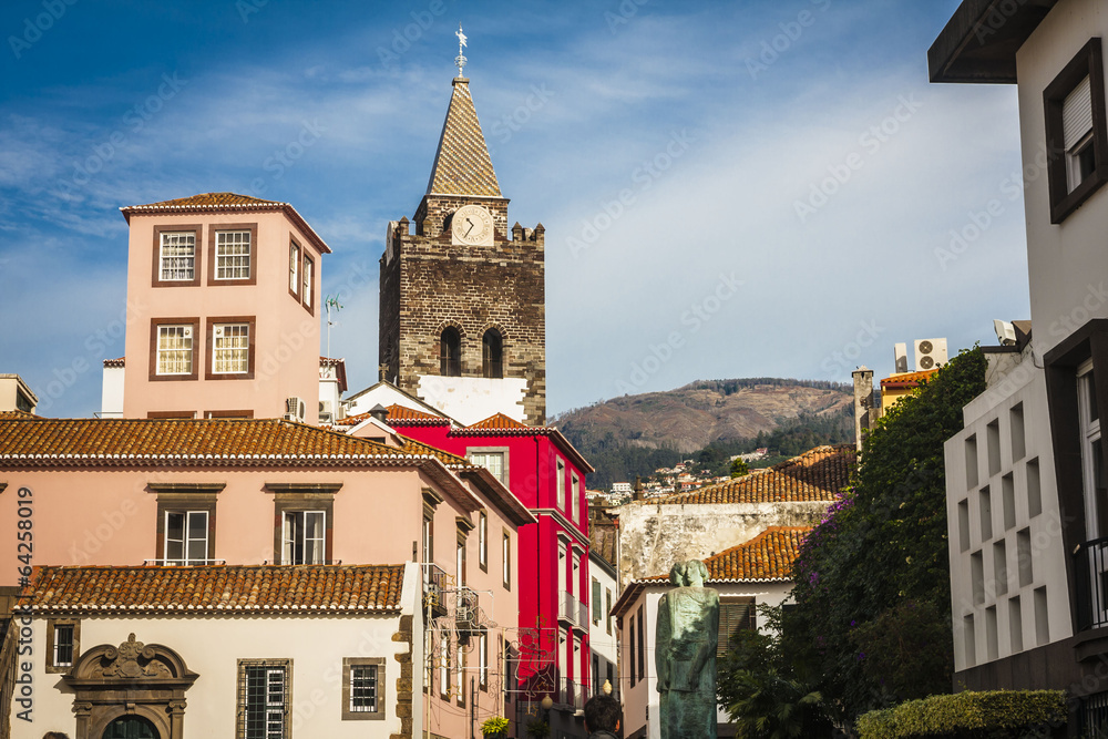 Naklejka premium The old historic town center of Funchal, Madeira island.