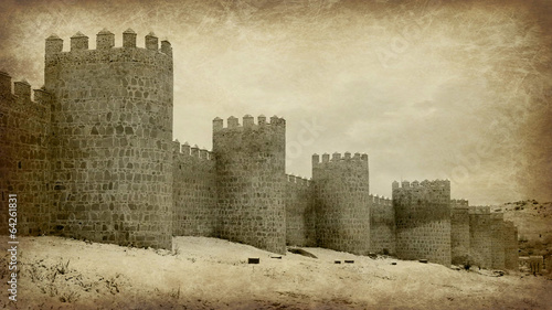 Obraz na plátne Walls of Avila (Spain) Vintage