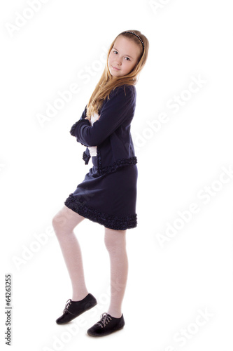 Schoolgirl in uniform isolated