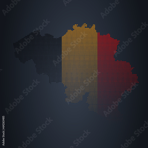 Belgium Map - Halftone Flag