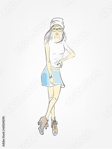 sexy girl in a short skirt