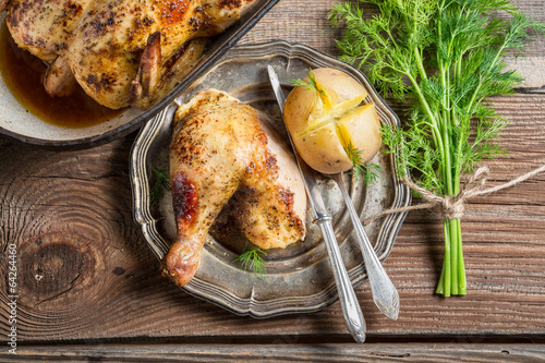 Roasted chicken and jacket ...