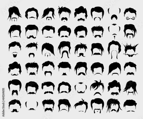 vector set of whiskers and hairstyles