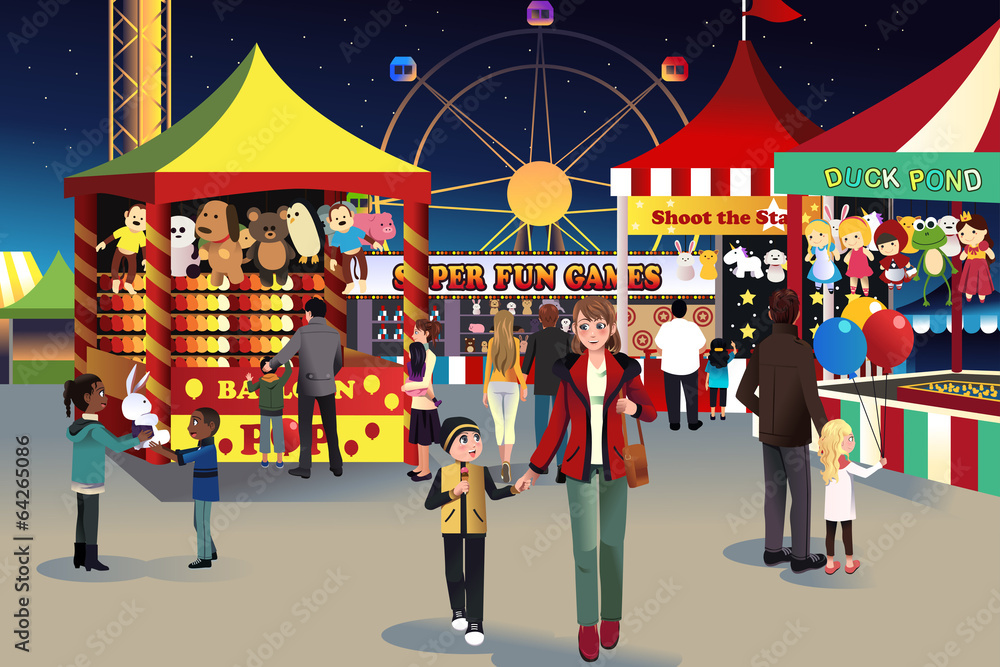 Naklejka premium Summer night outdoor fair