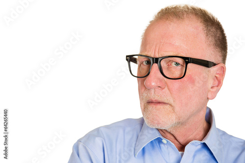 Skeptic. Headshot Man perplexed face expression