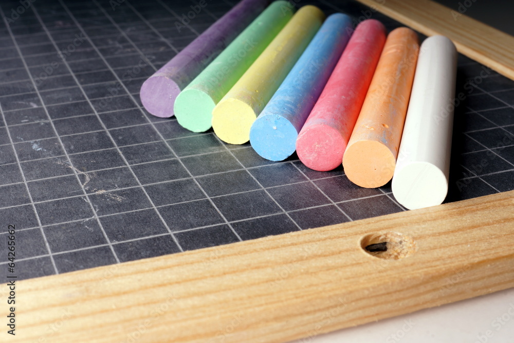 Blackboard and Coloured Chalks Blackboard and Coloured Chalks