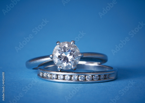 Diamond engagement and wedding rings