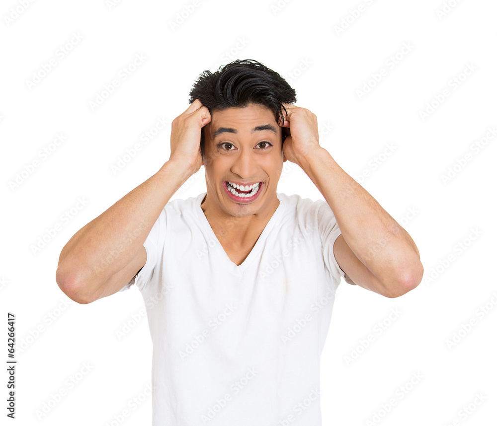 wow happy surprise, man with astonished face expression wow happy surprise, man with astonished face expression