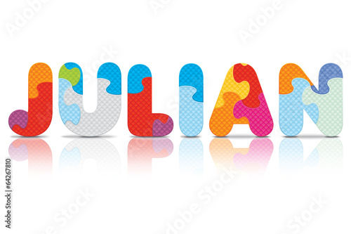 Vector JULIAN written with alphabet puzzle