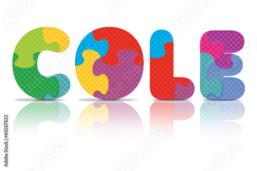 Vector COLE written with alphabet puzzle
