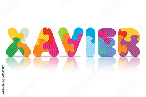 Vector XAVIER written with alphabet puzzle