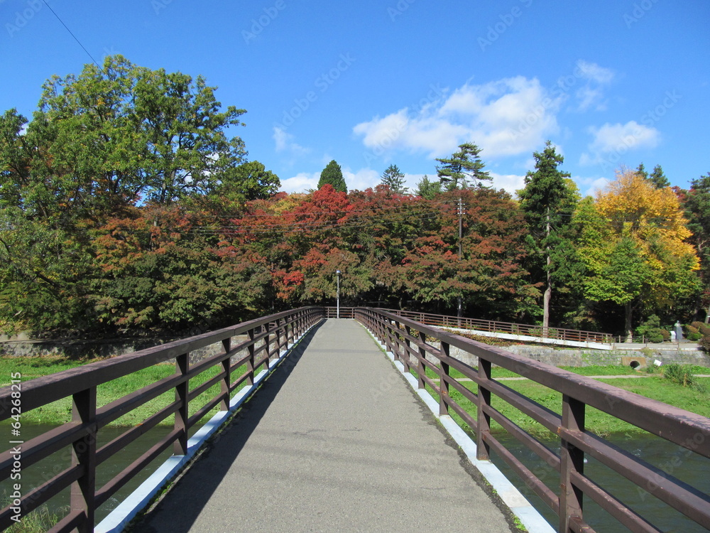 初秋の木々と橋