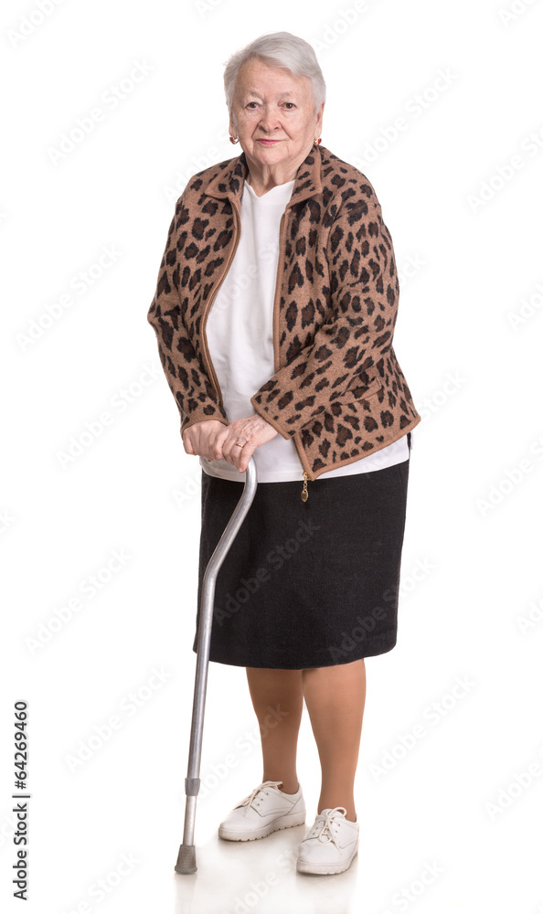 Old woman with a cane