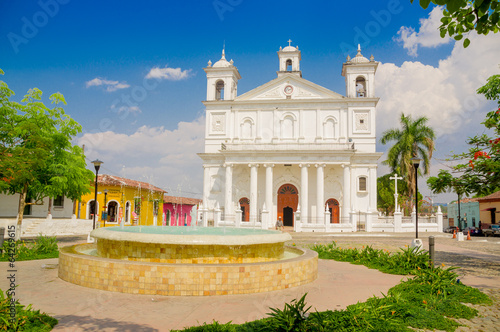 main square church, Suchitoto town in El Salvador photo