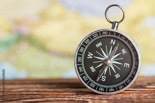 compass showing the direction on a map