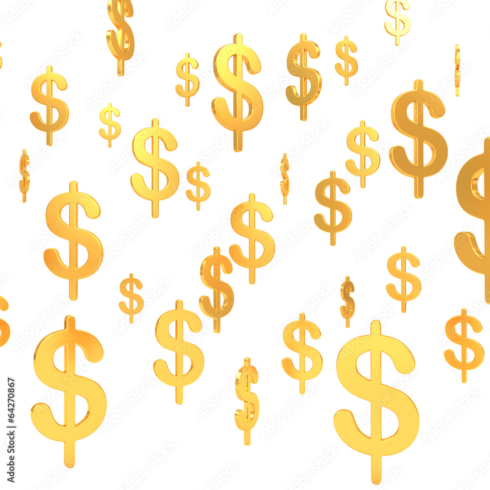 Suspended in air Dollar golden symbols (3d render) Suspended in air Dollar golden symbols (3d render)
