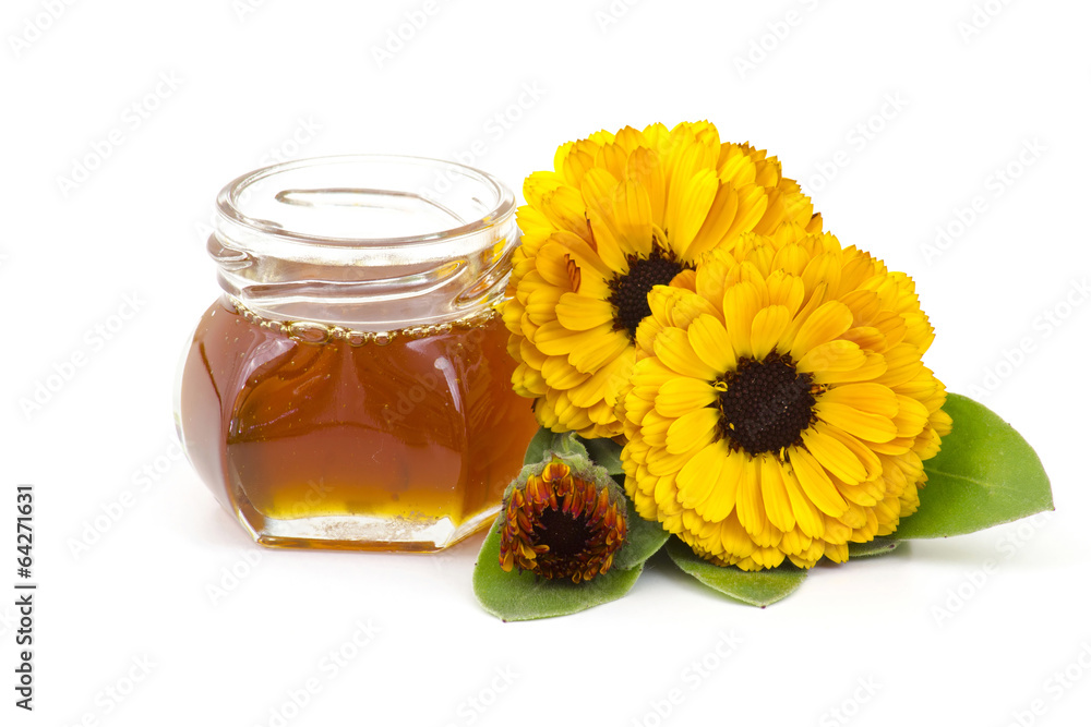 honey and calendula flowers honey and calendula flowers