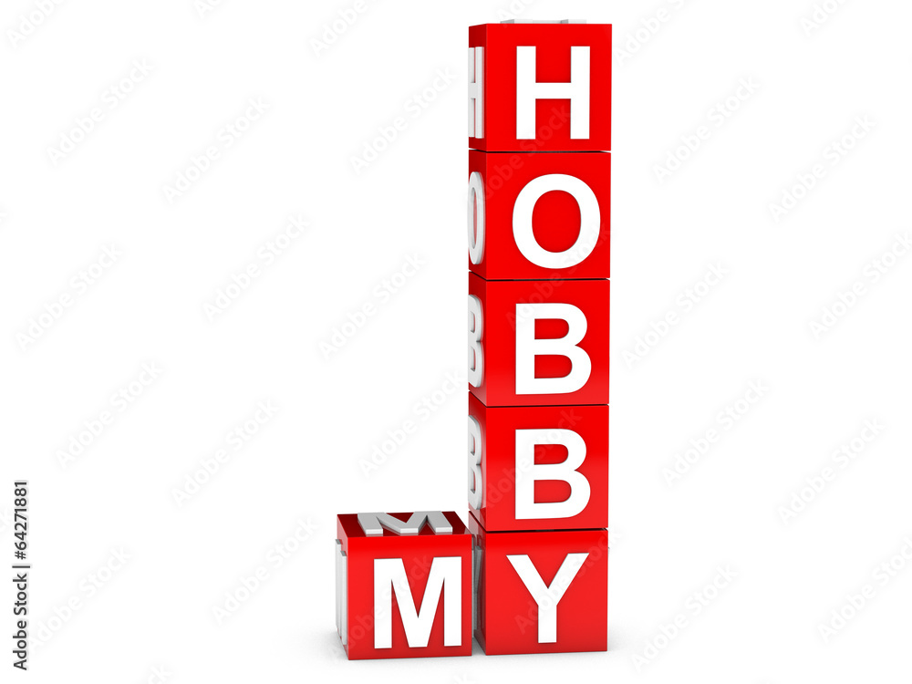 My Hobby, red cubes over white background My Hobby, red cubes over white background