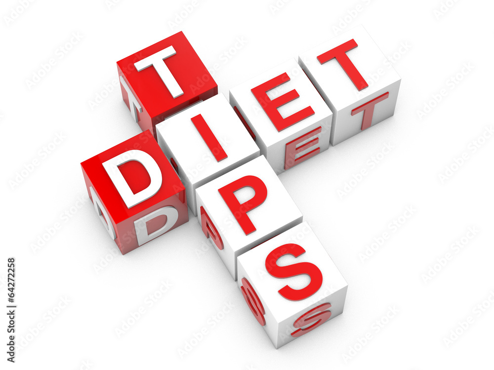 Diet Tips cubes over white background Diet Tips cubes over white background