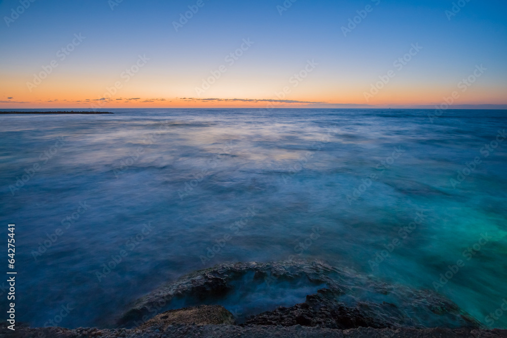 Seascape shot of sunset over Mediterranean Sea
