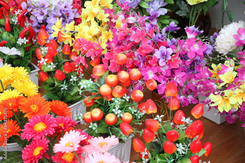 Naklejka premium Colorful of artificial flowers.