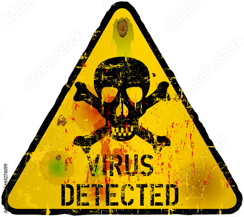 Computer virus, piracy  warning sign,vector