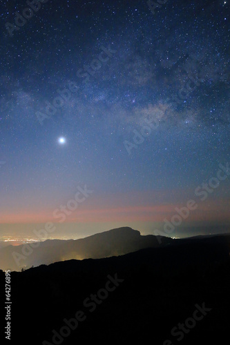 Landscape of Milky Way beautiful sky on Doi Inthanon mountain