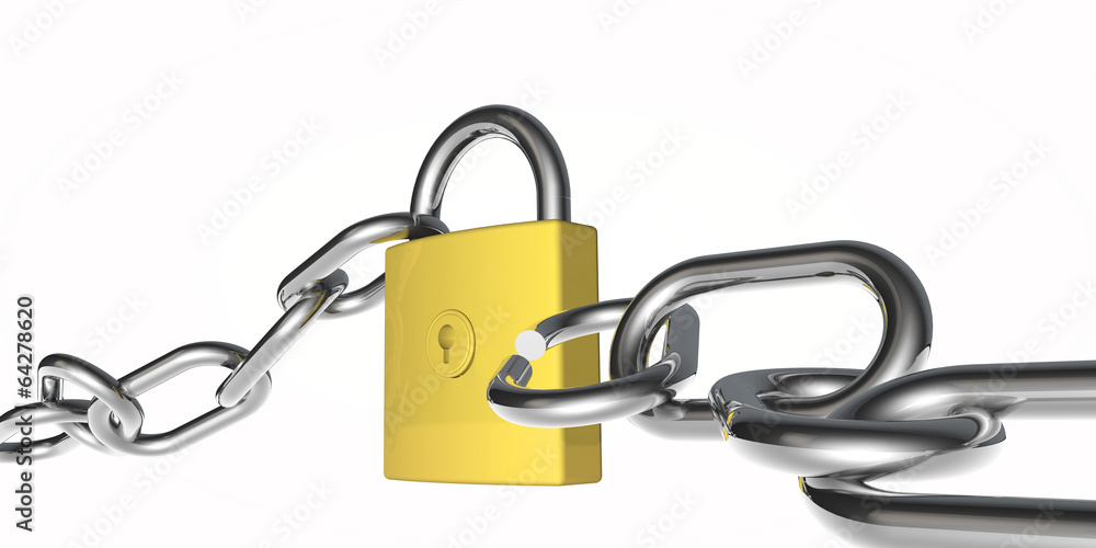padlock and broken chain