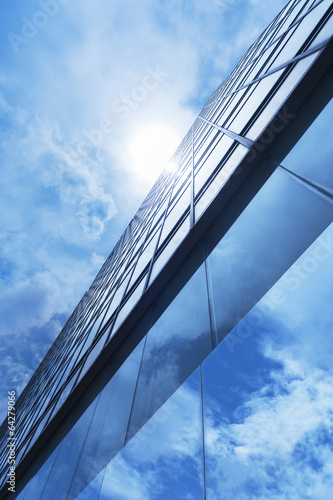 Details of modern building under blue sky