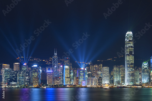 Laser show in Victoria Harbor of Hong Kong