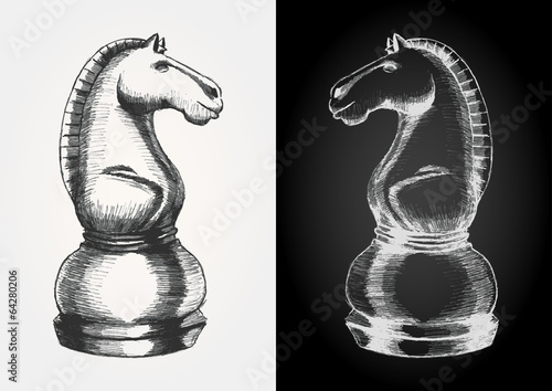 Sketch illustration of a chess knight piece