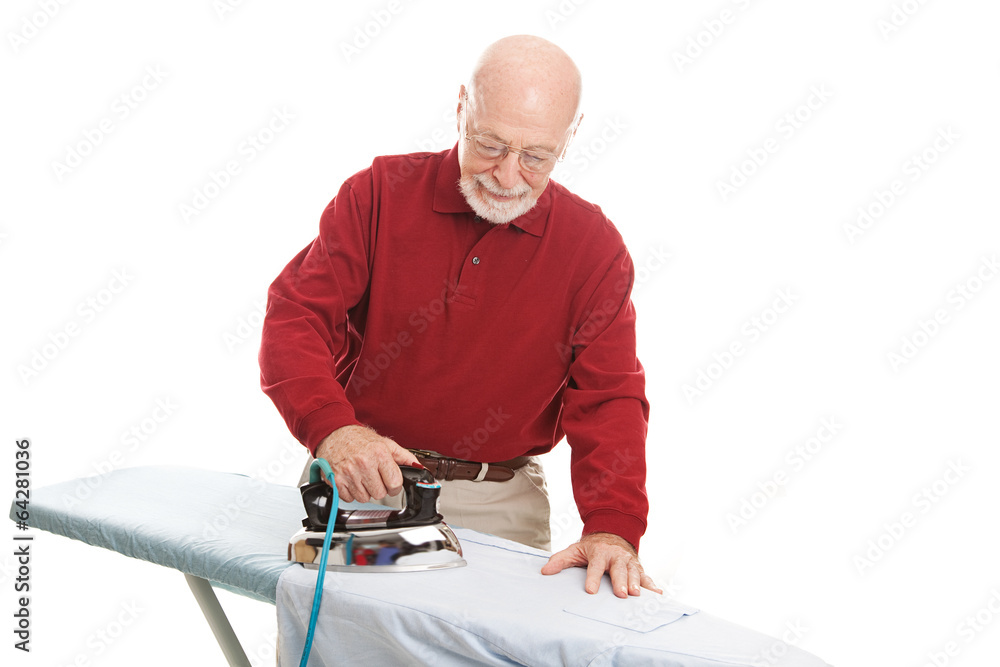 Senior Man Ironing Senior Man Ironing