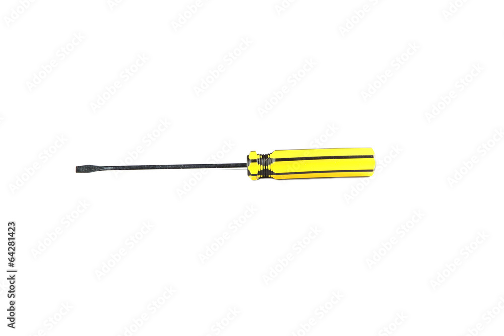 Yellow tool of screwdriver isolated. Yellow tool of screwdriver isolated.