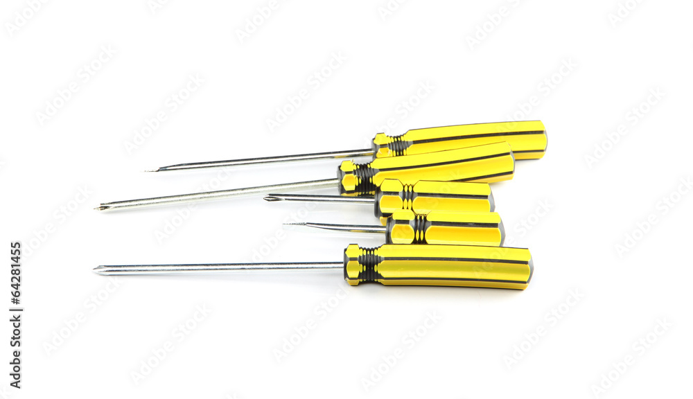 Yellow tool of screwdriver isolated. Yellow tool of screwdriver isolated.