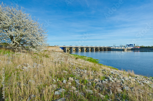 Dam in Wloclawek  river Vistula - hydroelectric. Poland