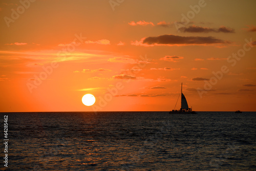 Key West Sunset and sailing boat, Key West, Florida, USA © Wangkun Jia